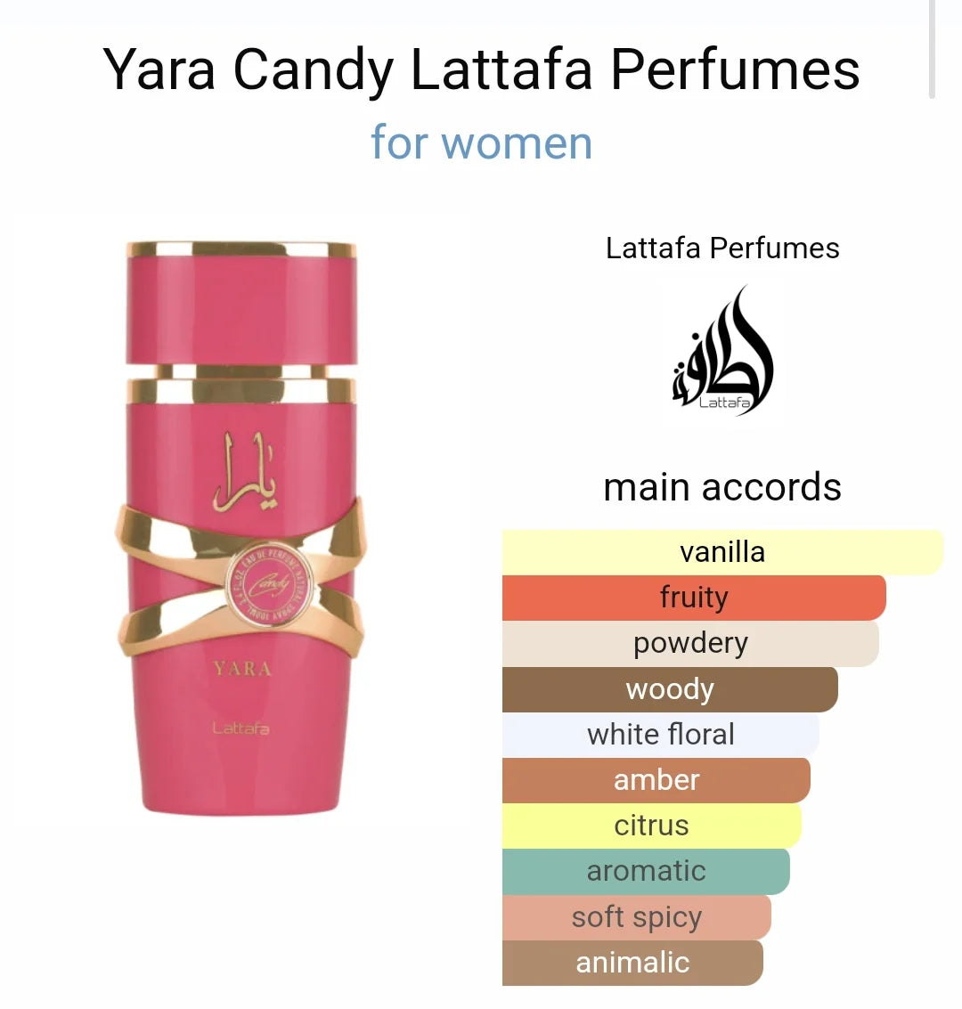 Yara Candy By Lattafa Perfumes 100ml